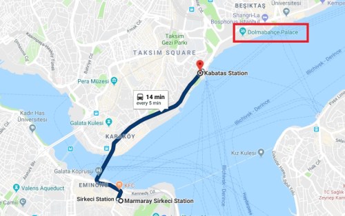 Tram from Sirkeci to Dolmabahce